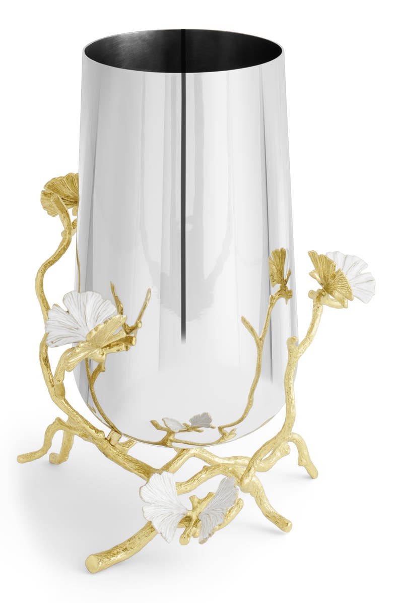 Michael Aram Butterfly Ginkgo Medium Vase, Main, color, Silver/ Gold