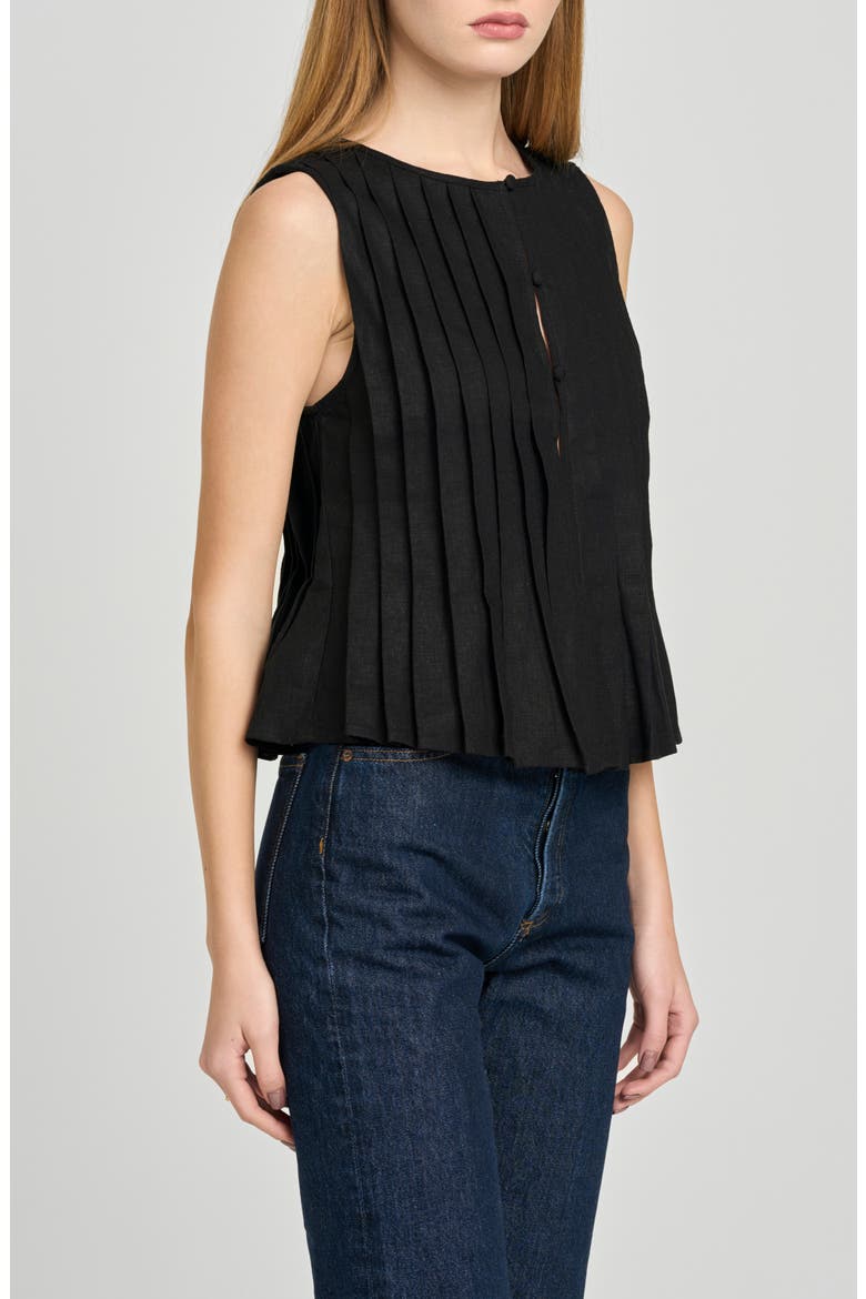 Romy Pleated Top, Alternate, color, BLACK