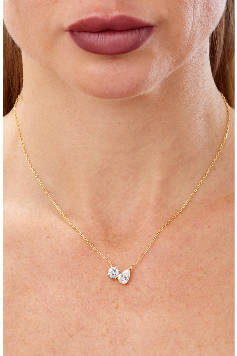 Toi et Moi Cubic Zirconia Necklace, Alternate, color, YELLOW