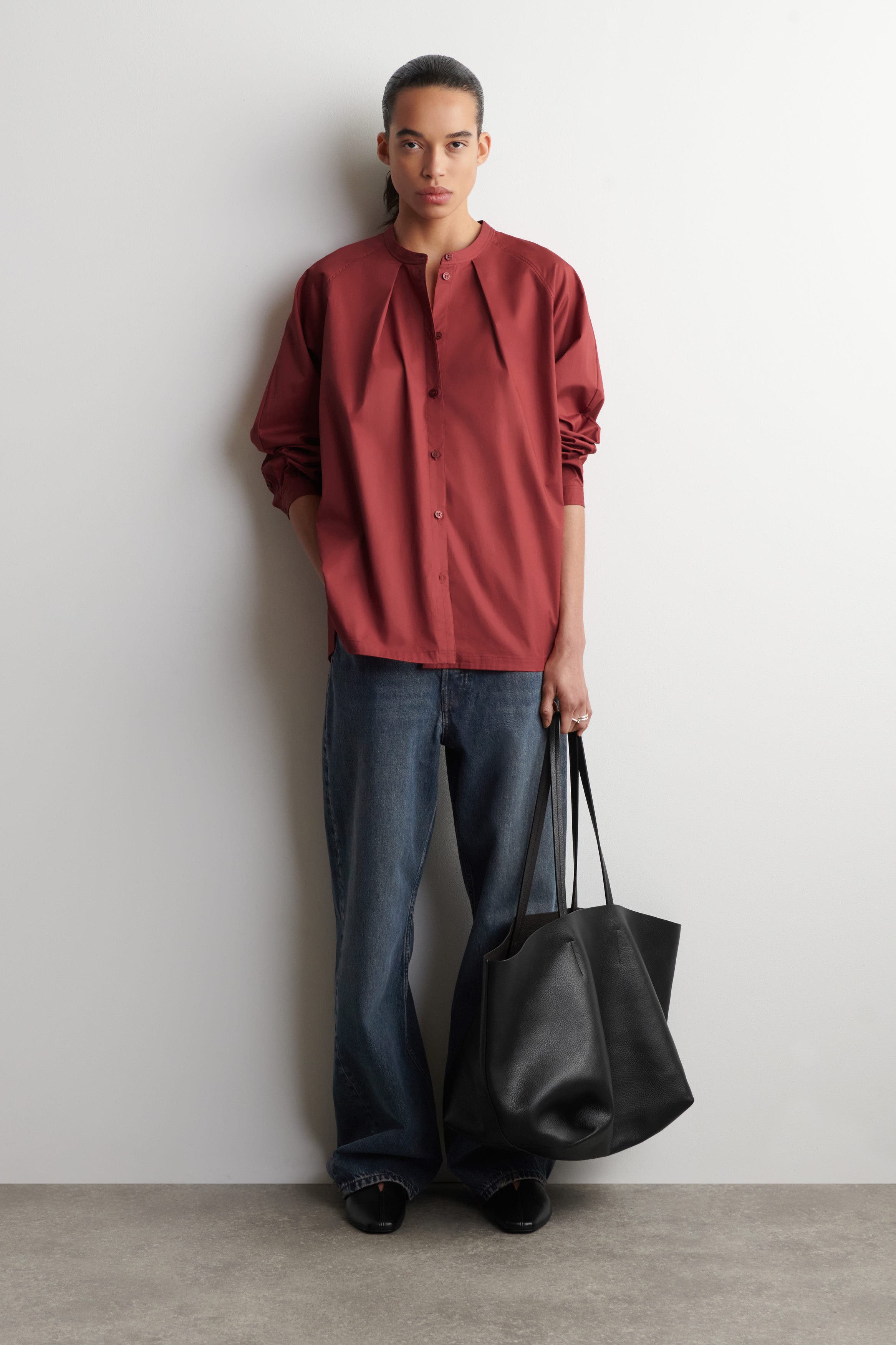 Grandad-Collar Cotton Shirt - image 4