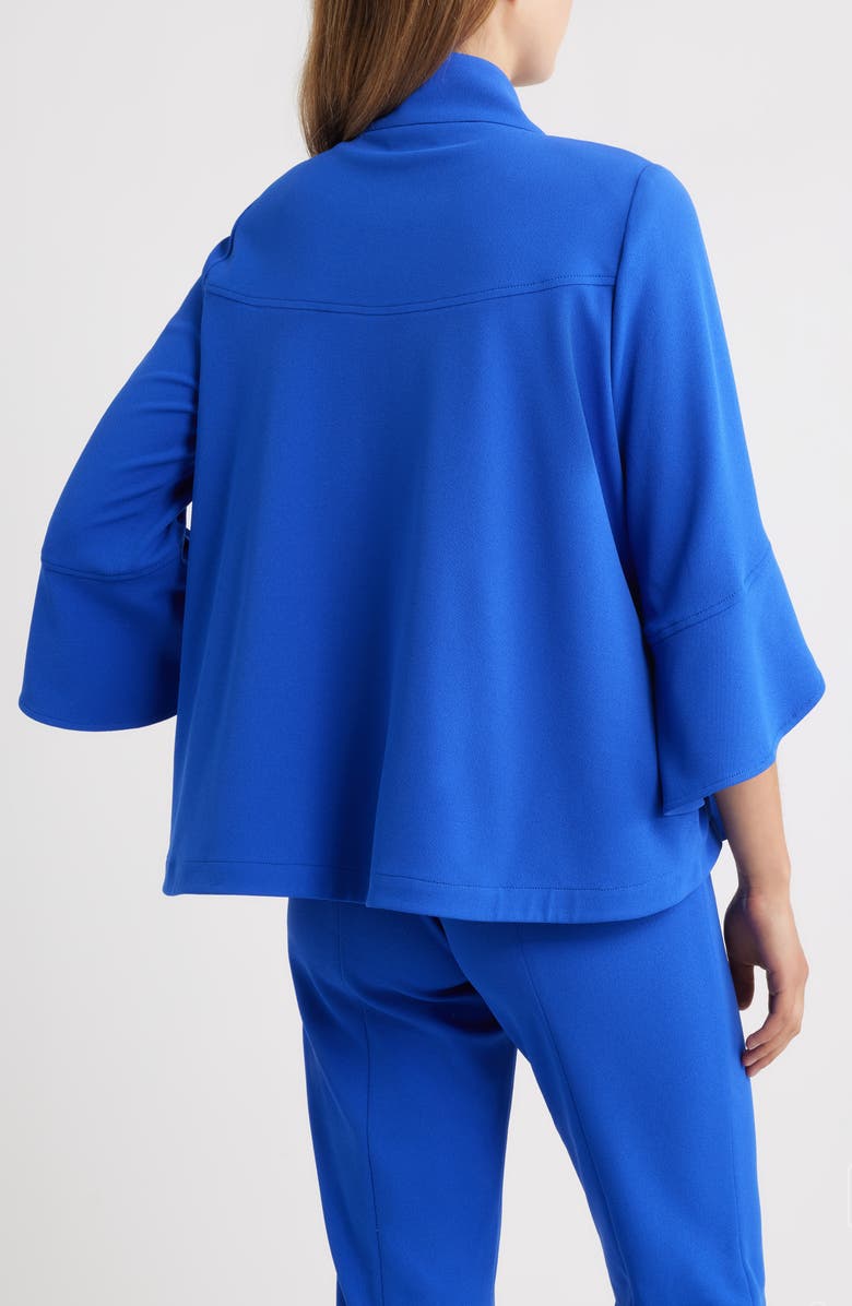 Ming Wang Bell Sleeve Crepe Jacket, Alternate, color, Sapphire Sea