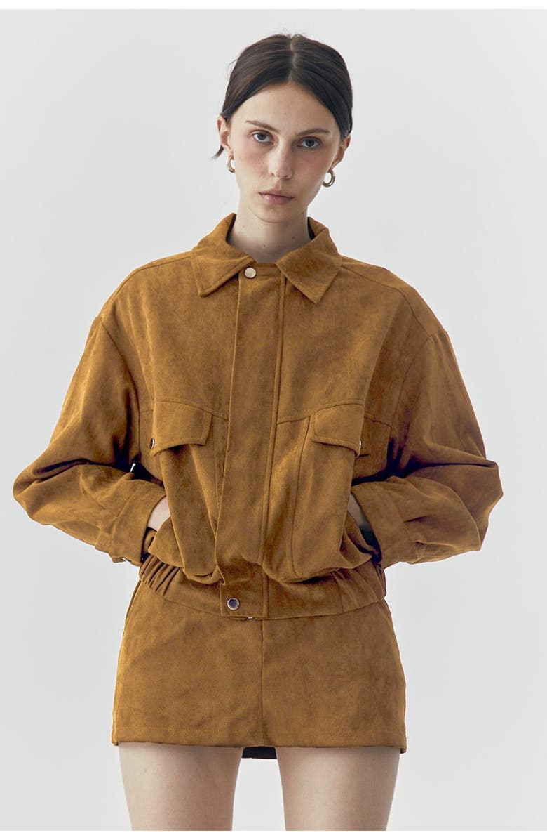 ATS Remi Suede Jacket And Skort Set, Alternate, color, Light Brown
