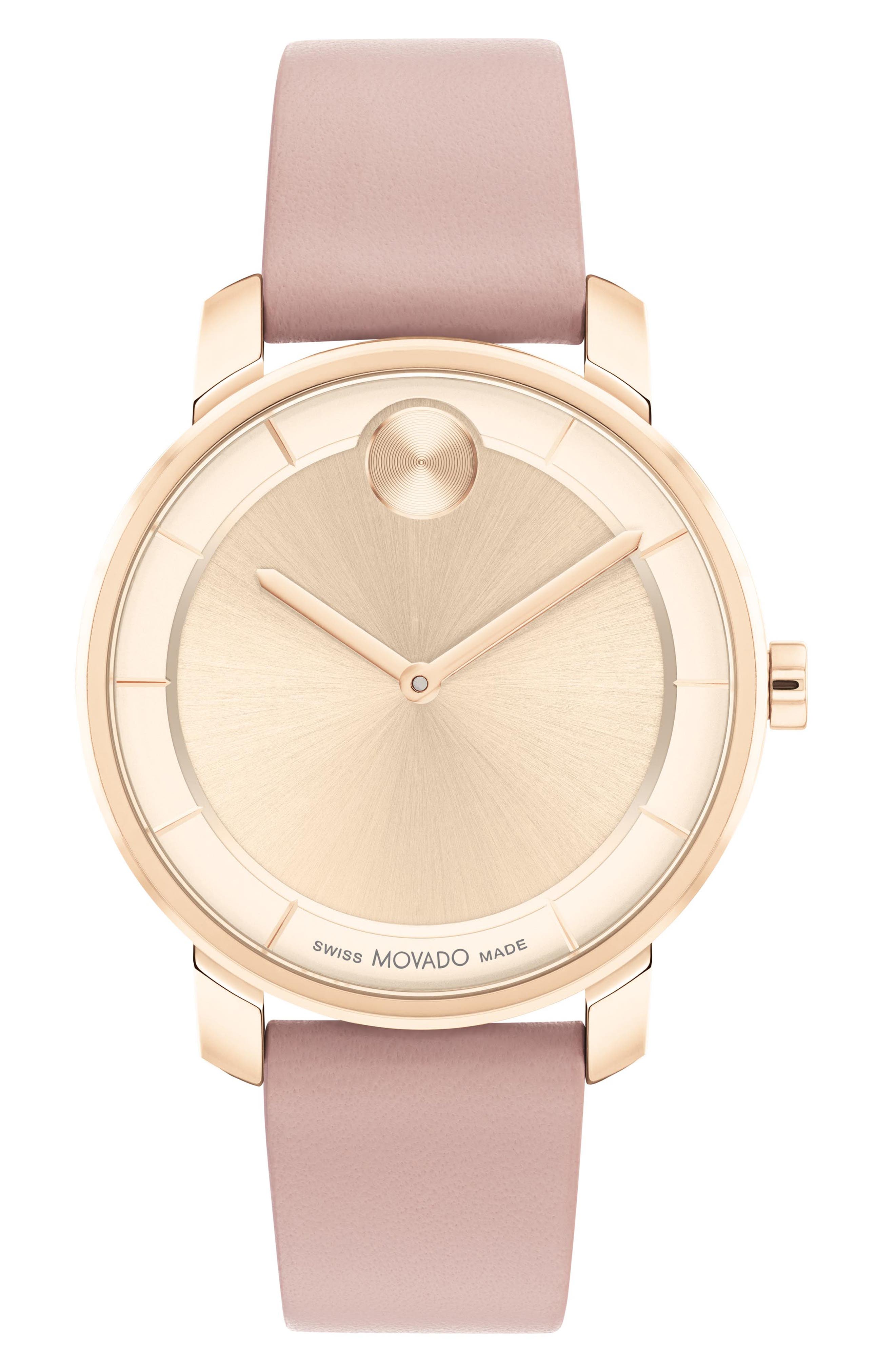 Movado Bold Access Museum Dot Leather Strap Watch, 34mm