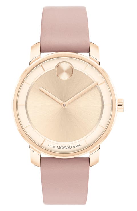 Bold Access Museum Dot Leather Strap Watch, 34mm