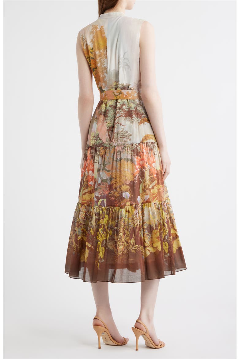 Jill Placed Print Sleeveless Cotton Shirtdress, Alternate, color, CORAL MULTI