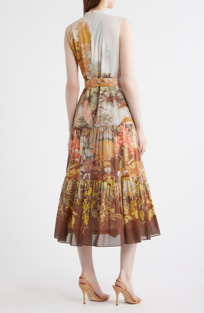 KOBI HALPERIN Jill Placed Print Sleeveless Cotton Shirtdress, Alternate, color, Coral Multi