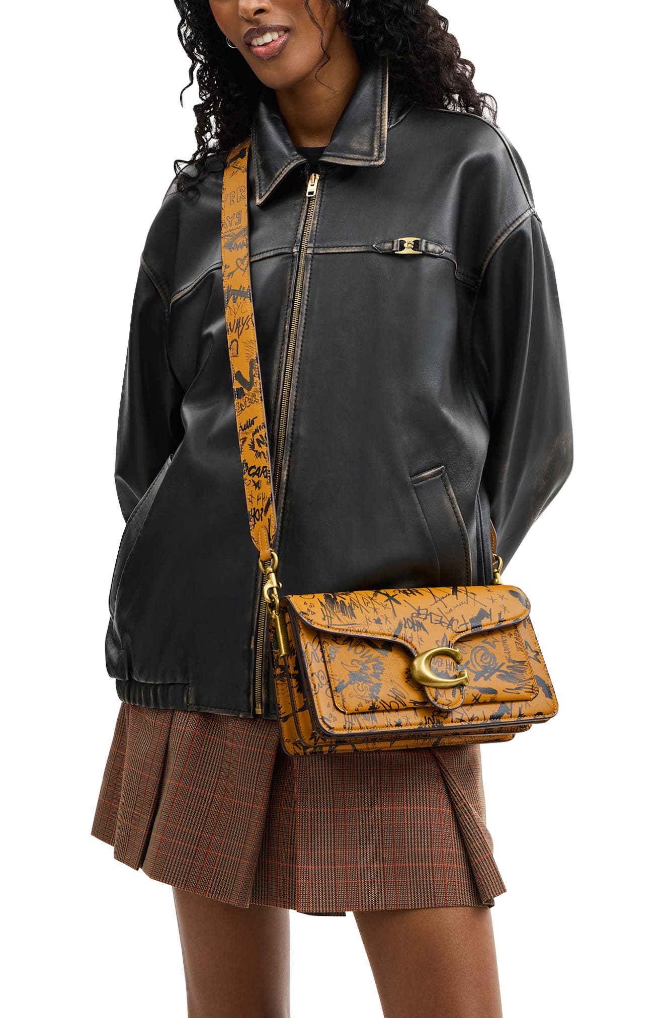 COACH Tabby 26 Graffiti Print Quilted Leather Shoulder Bag, Alternate, color, Ochre Multi