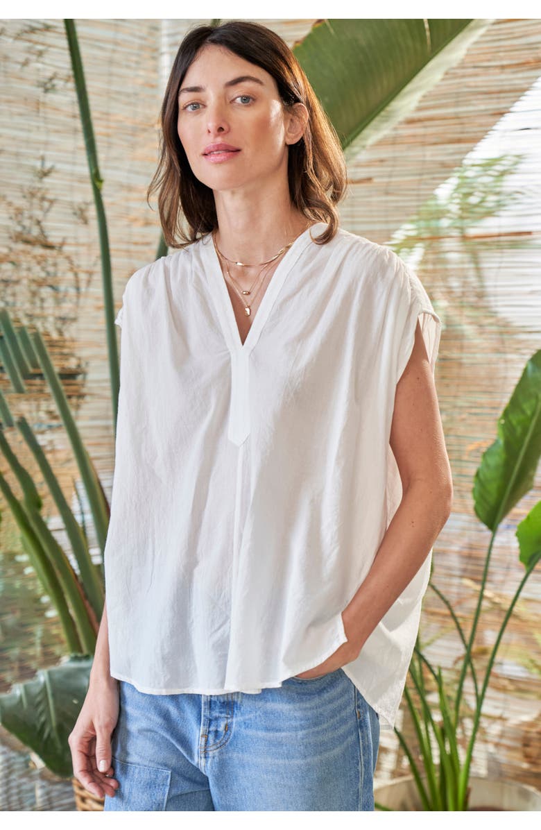 ocean+main Sleeveless Rouched Top, Alternate, color, White