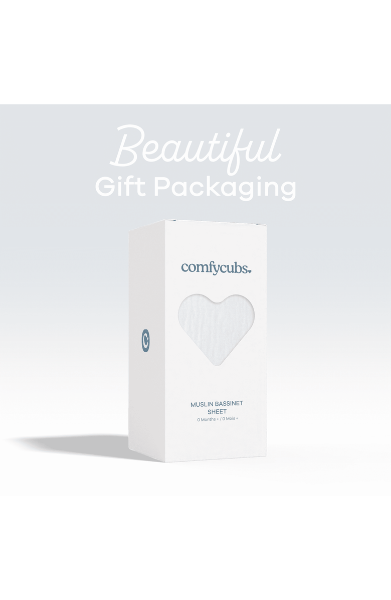 Comfy Cubs Muslin Fitted Bassinet Crib Sheet, Alternate, color, White