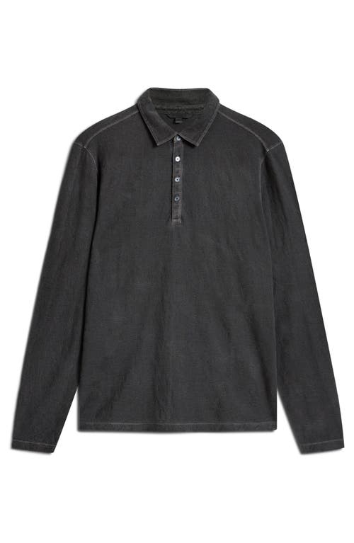 John Varvatos Adam Long Sleeve Organic Cotton Polo In Gray