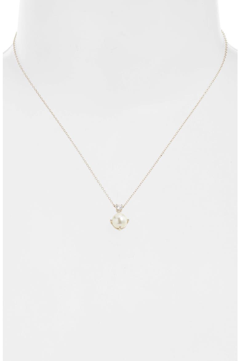 Sterling Silver & Freshwater Pearl Pendant Necklace, Alternate, color, CLEAR- WHITE- SILVER