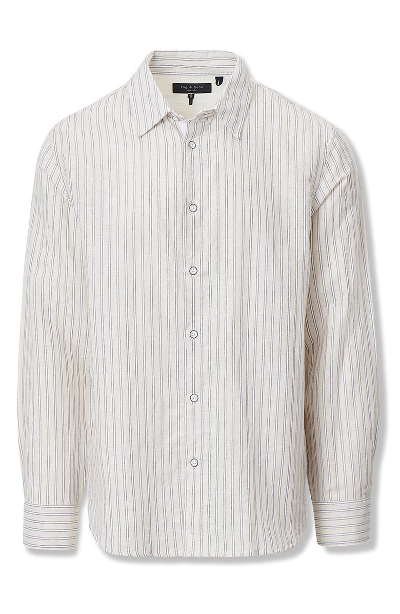 rag & bone Finch Stripe Linen Blend Button-Up Shirt, Alternate, color, Patus