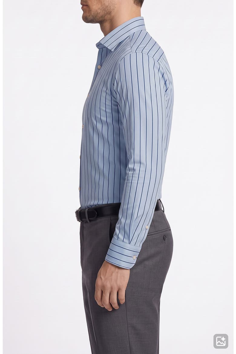 Striped Cotton Dress Shirt, Alternate, color, BLUE