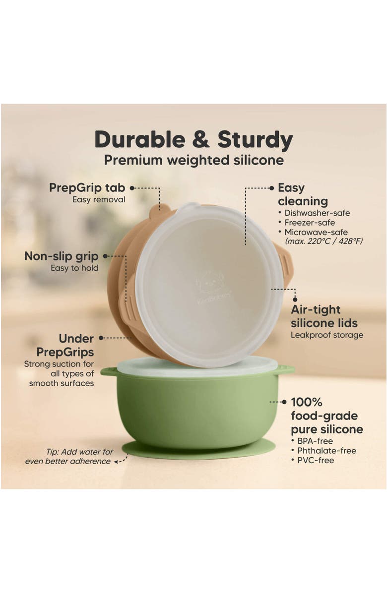 KeaBabies 2-Pack Silicone Suction Bowls, Alternate, color, Desert