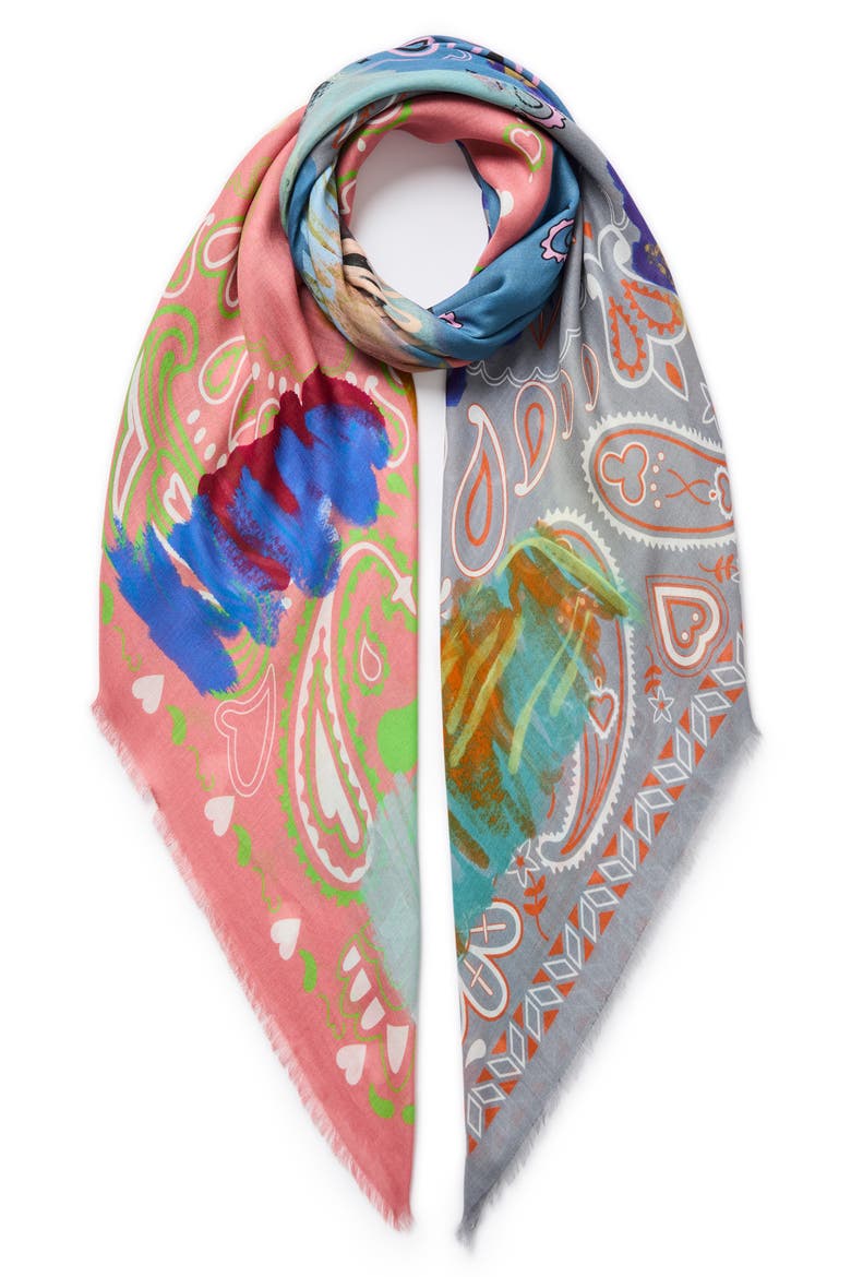 The Messy Square Scarf, Main, color, HAVANA