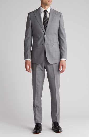 English Laundry Plaid Trim Fit Wool Blend Two-Piece Suit