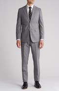 English Laundry Plaid Trim Fit Wool Blend Two-Piece Suit
