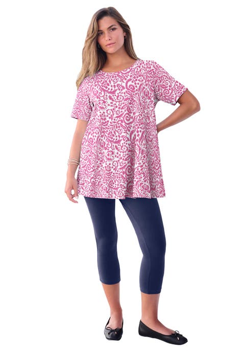 Plus Size Ultimate Cotton Crewneck Short Sleeve Swing Tee (Plus)