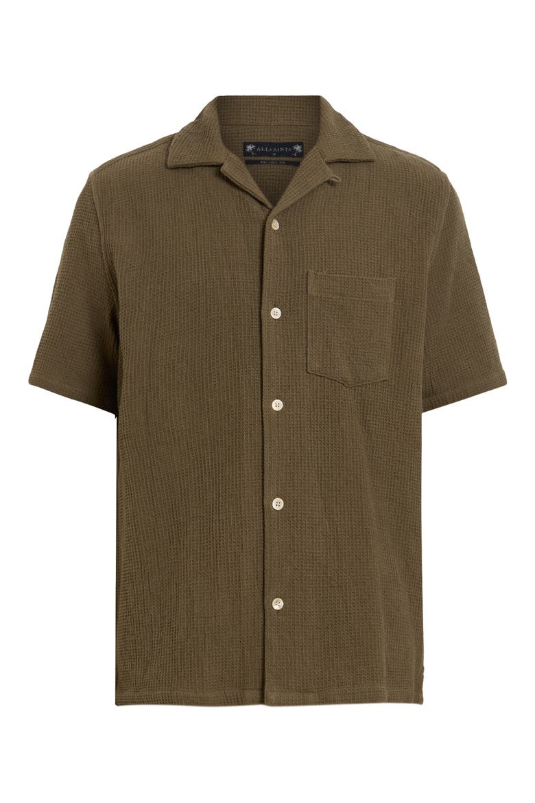 Helston Oversize Waffle Camp Shirt, Alternate, color, CAGE BROWN