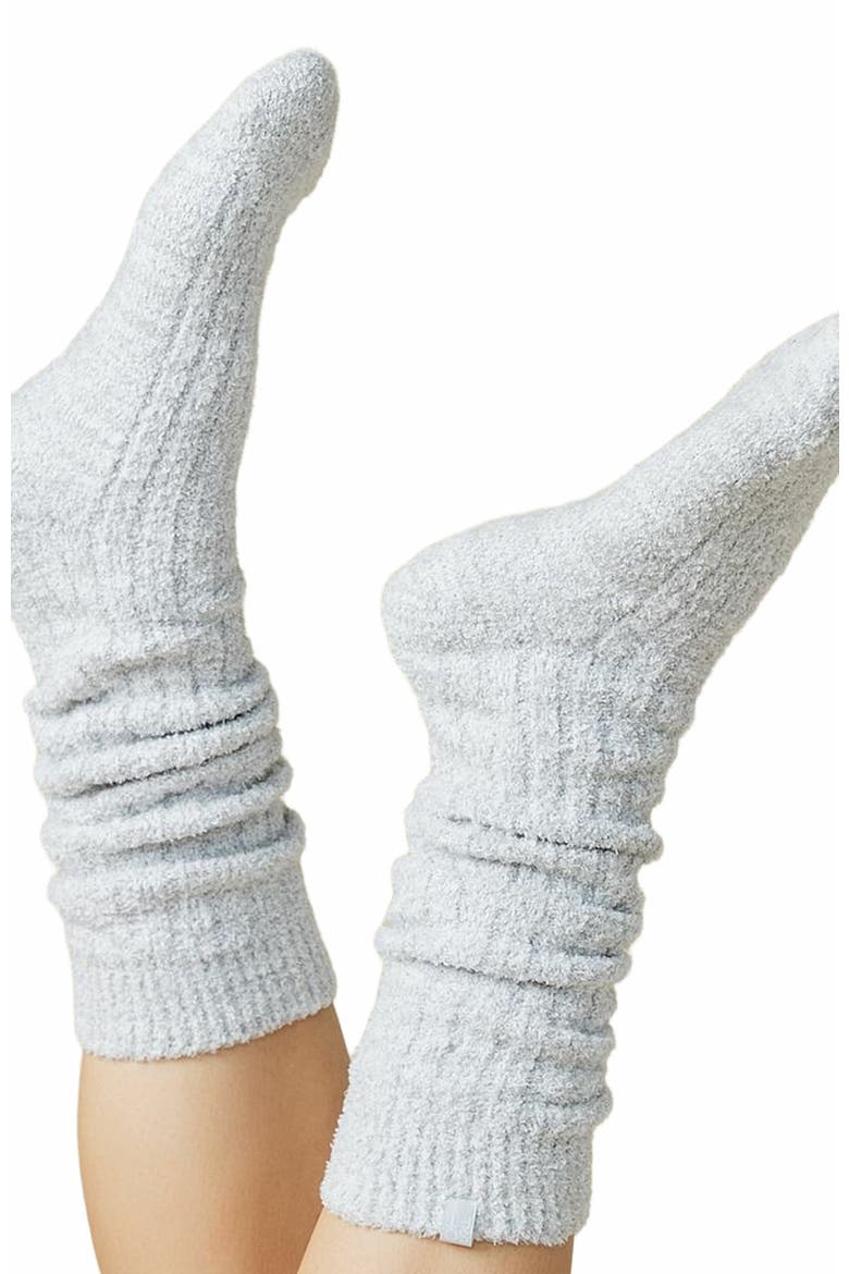 Marshmallow Slouchy Socks with Grippers, Alternate, color, Heather Grey