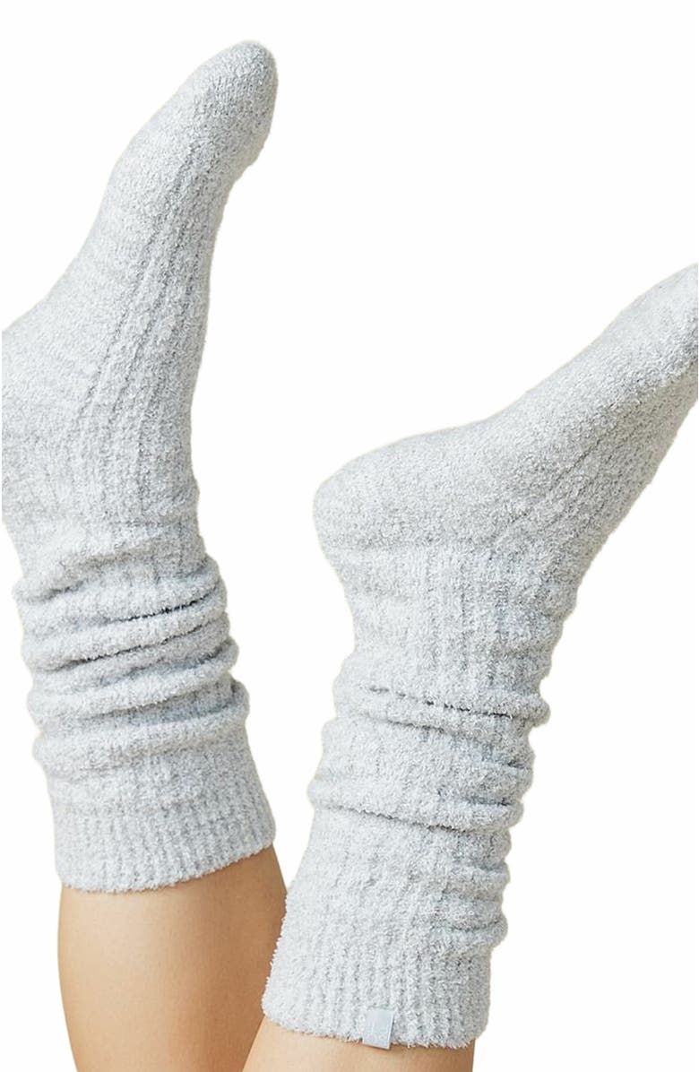 Softies Marshmallow Slouchy Socks with Grippers, Alternate, color, Heather Grey