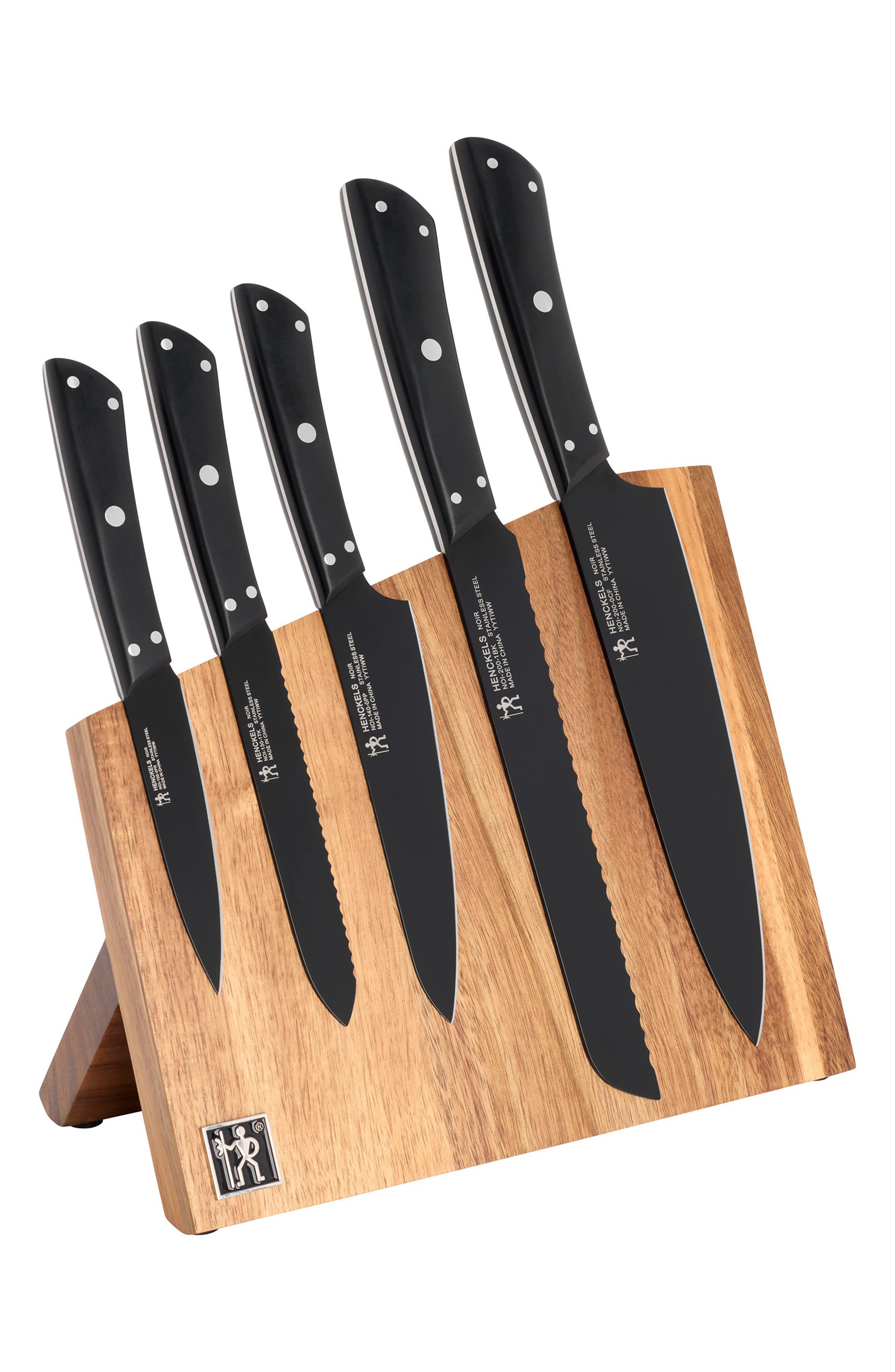 Noir 6-Piece Magnetic Knife Block Set