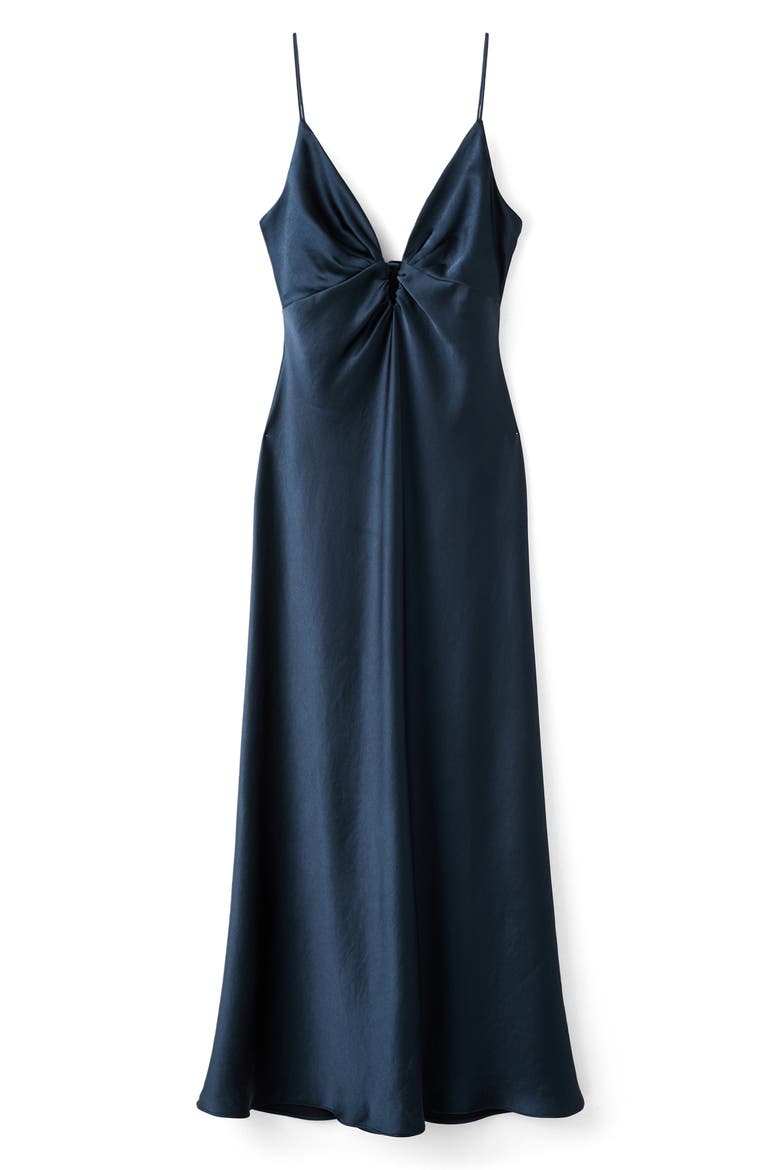 Victory Hammered Satin Slipdress, Main, color, NIGHT BLUE