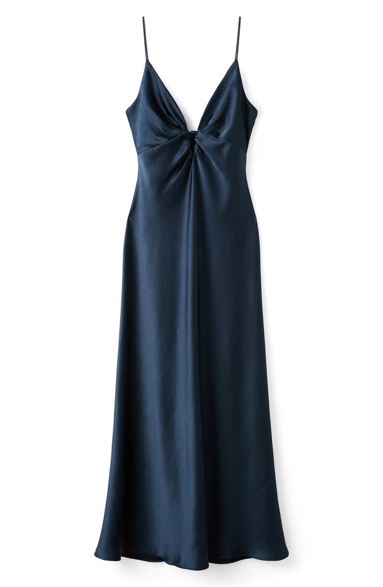 MANGO Victory Hammered Satin Slipdress, Main, color, Night Blue