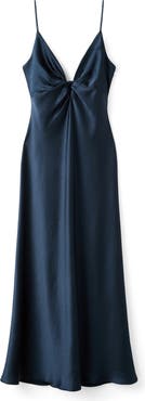MANGO Victory Hammered Satin Slipdress