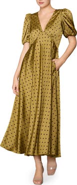 MELLODAY Polka Dot Satin Maxi Dress
