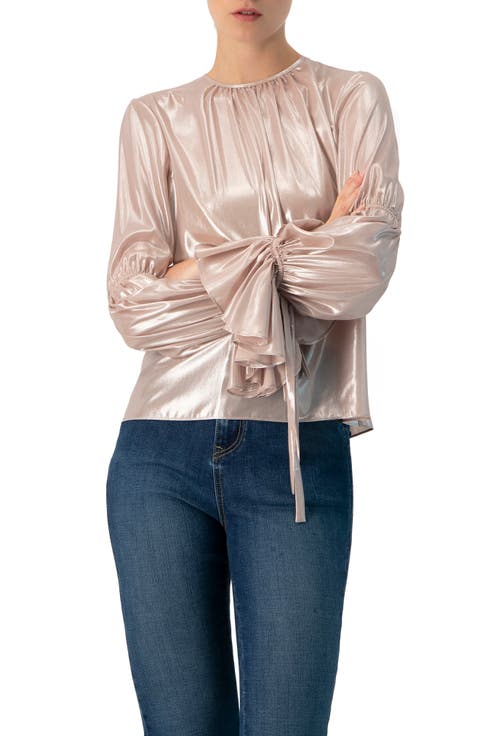 Straight Metallic Sheer Blouse