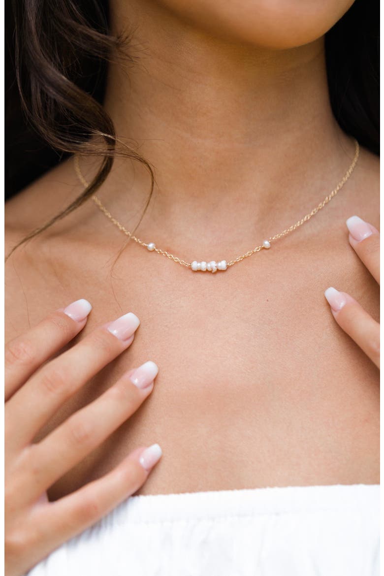 Michelle Dainty Shell & Freshwater Pearl Necklace, Alternate, color, GOLD