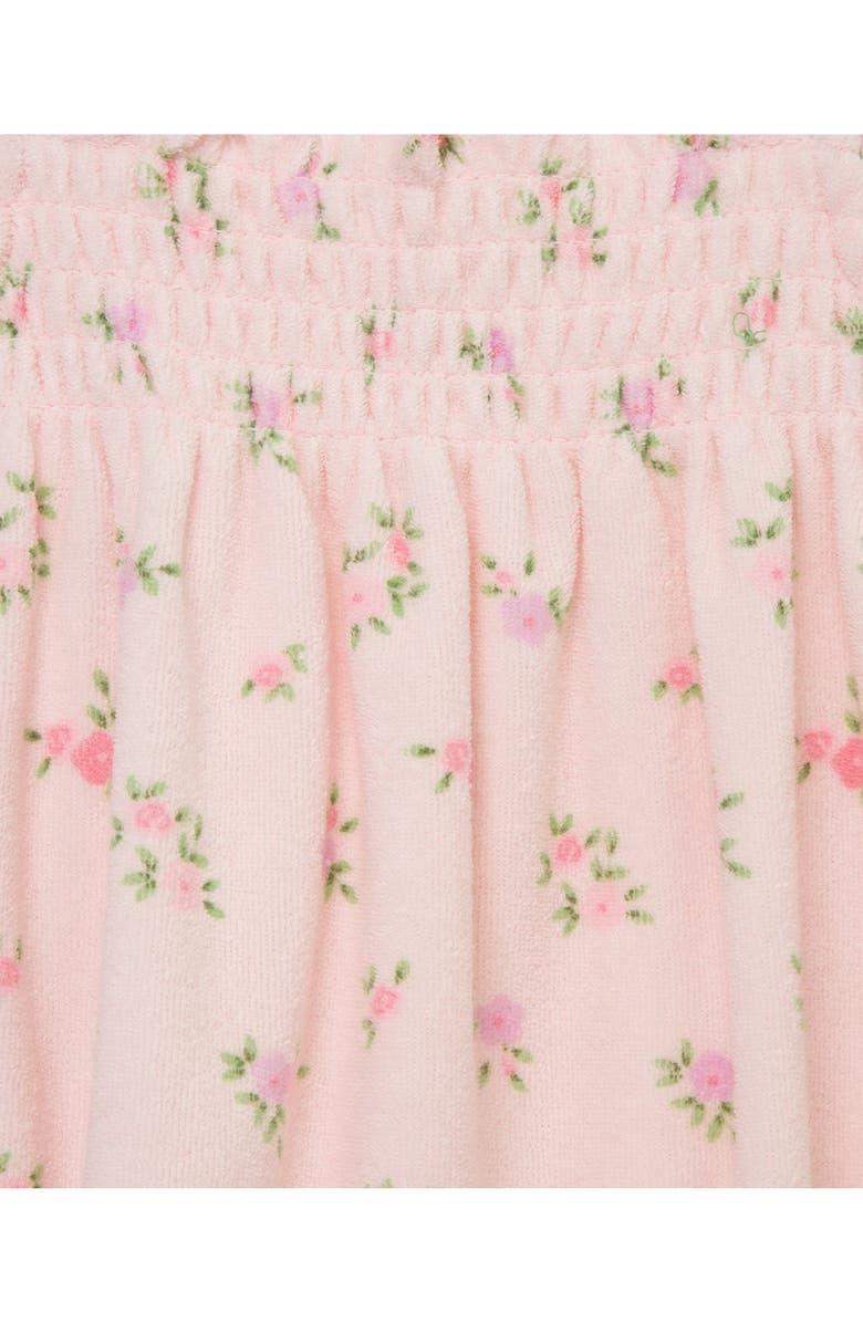 Little Me Floral Terry Cloth Bubble Romper & Hat Set, Alternate, color, Pink