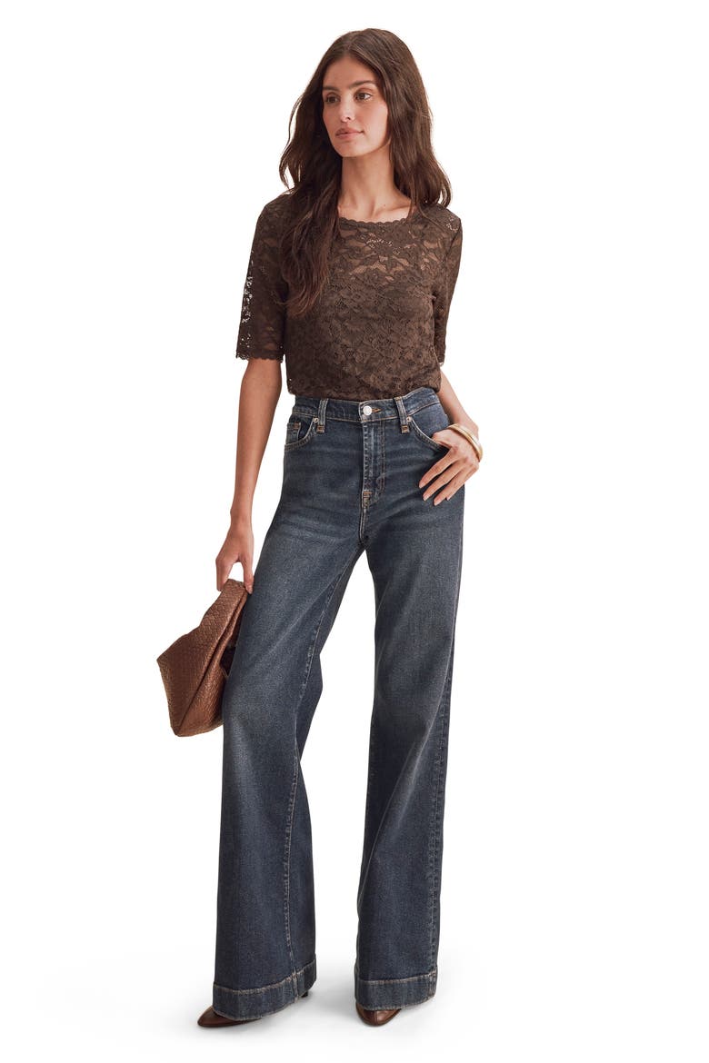 Skyler Stretch Lace Top, Alternate, color, JAVA BROWN