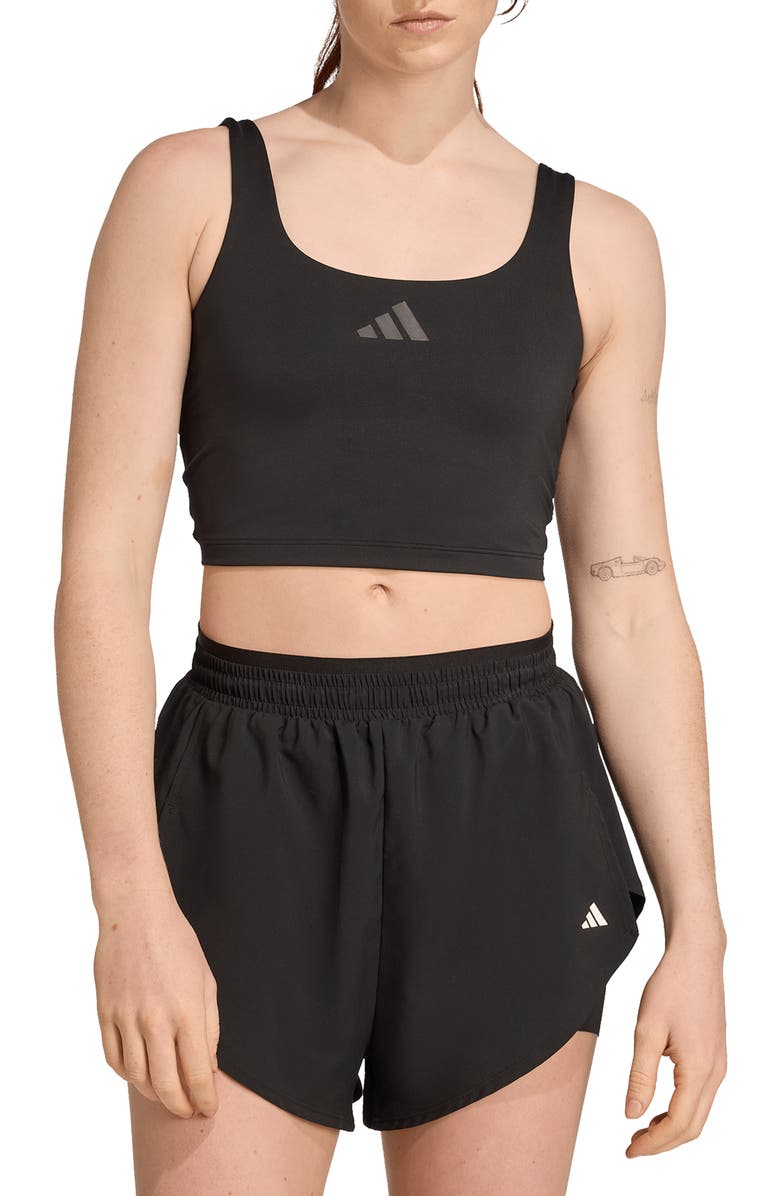 adidas Optime Climacool Longline Sports Bra, Main, color, Black