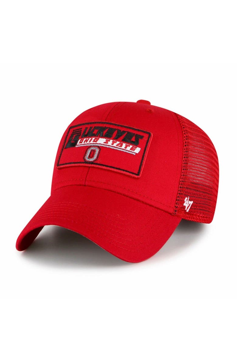 '47 Youth '47 Scarlet Ohio State Buckeyes Levee Trucker Adjustable Hat, Main, color,