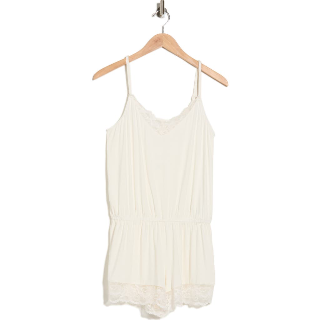 Posh Peanut Lace Pajama Romper In White