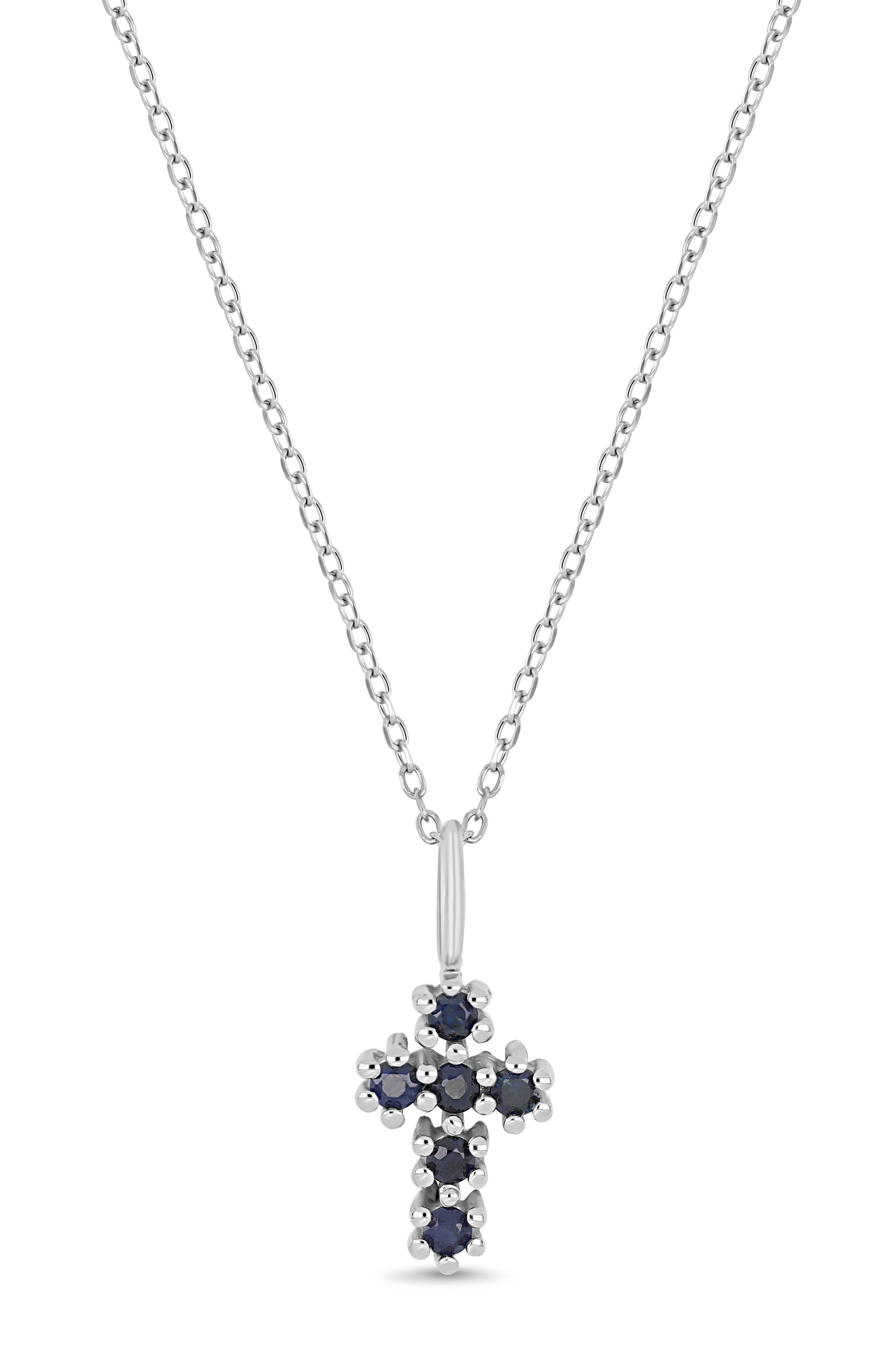 Bony Levy El Mar 18K White Gold Sapphire Cross Pendant Necklace