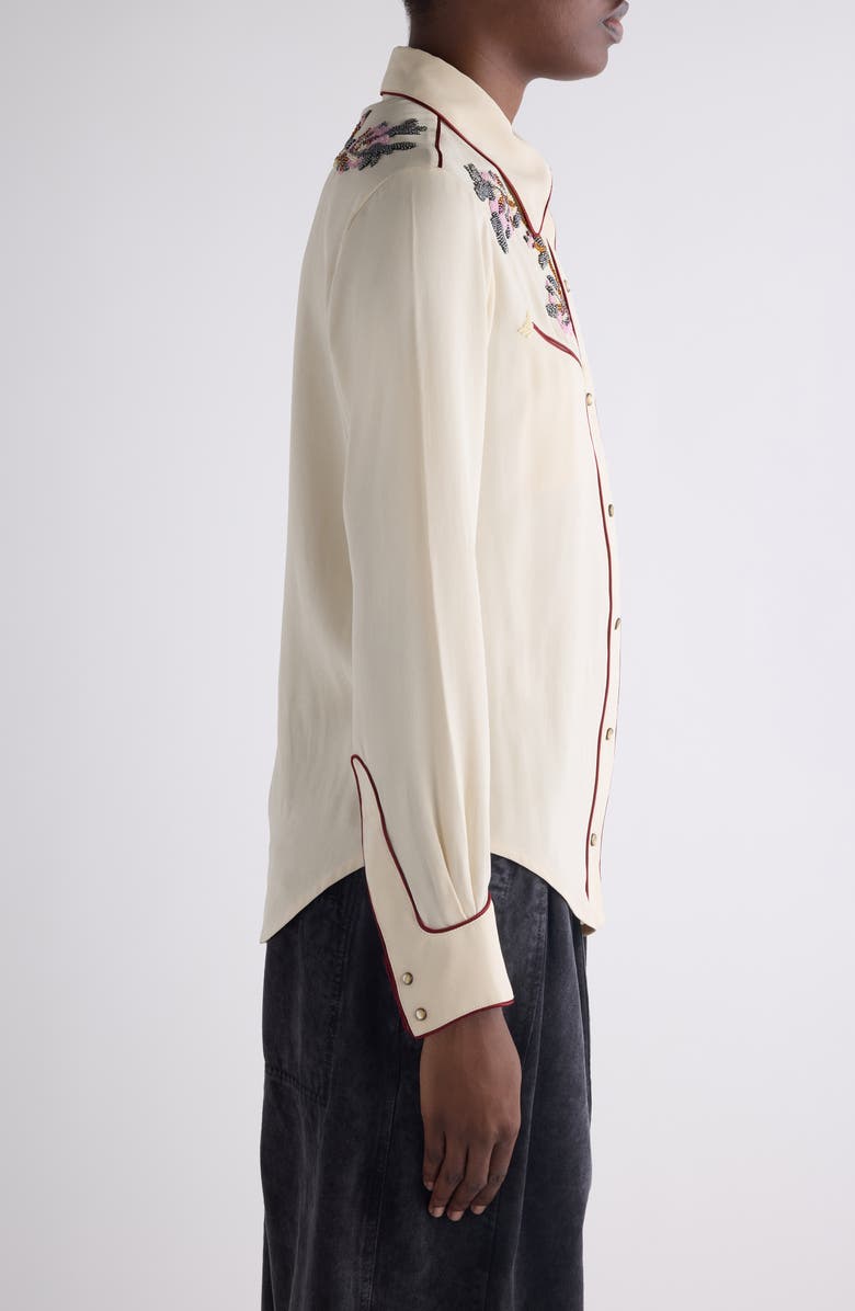 Isabel Marant Yzea Beaded Western Shirt, Alternate, color, Ecru