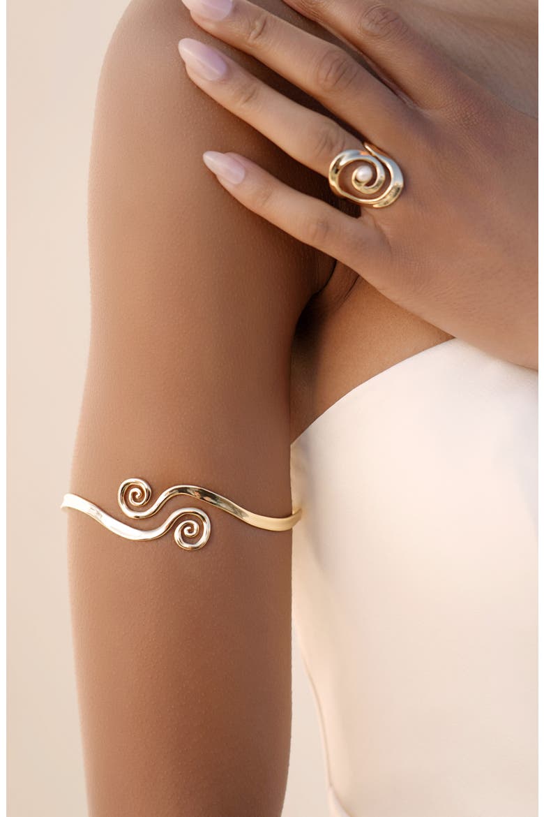 Aura Swirl Cuff Bracelet, Alternate, color, GOLD