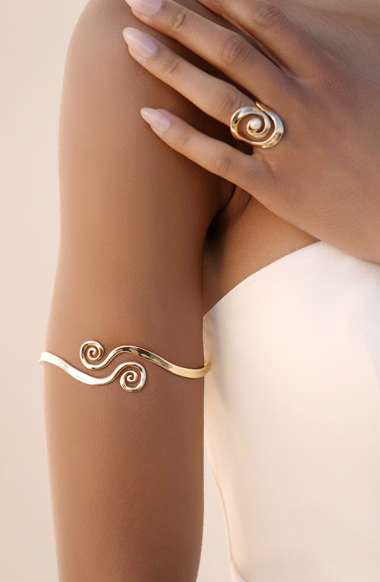 Ettika Aura Swirl Cuff Bracelet, Alternate, color, Gold