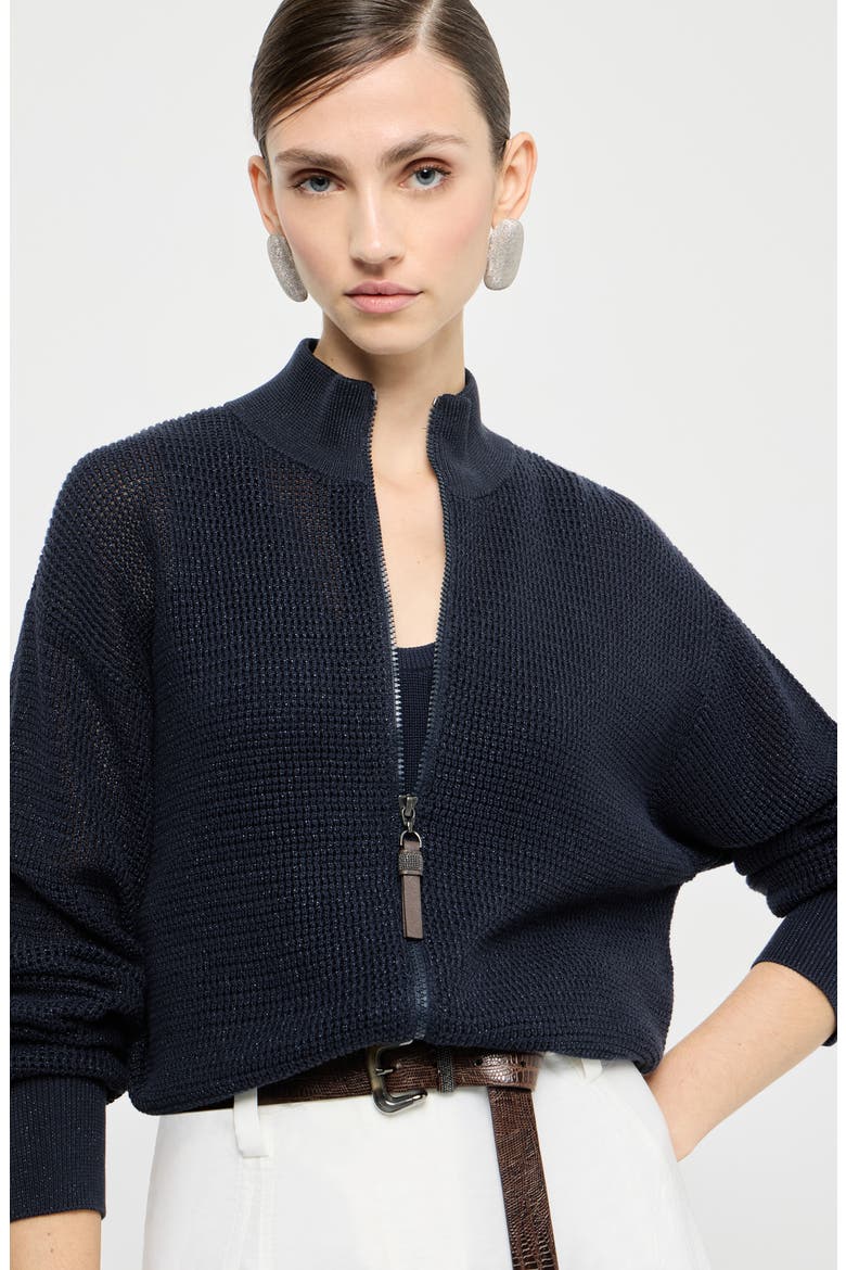 Sparkling net cardigan, Alternate, color, Blue