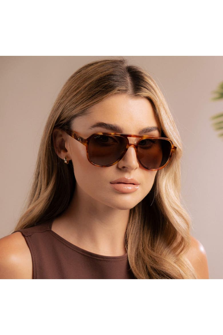 Indie - 57mm Aviator Polarized Sunglasses, Alternate, color, Honeycomb Tortoise