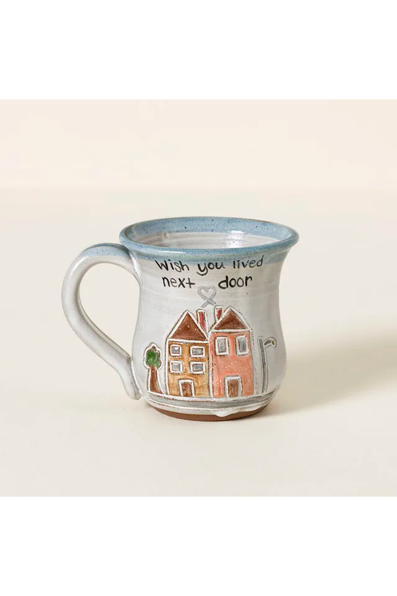 Wish You Lived Next Door Mug by MudWorks Pottery, Main, color, Off-white / Light Blue