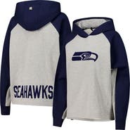 DKNY SPORT Women's DKNY Sport Gray/College Navy Seattle Seahawks Joy Cropped Raglan Pullover Hoodie