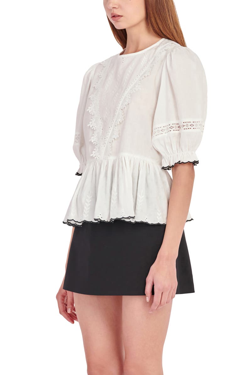 English Factory Embroidered Lace Babydoll Top, Alternate, color,