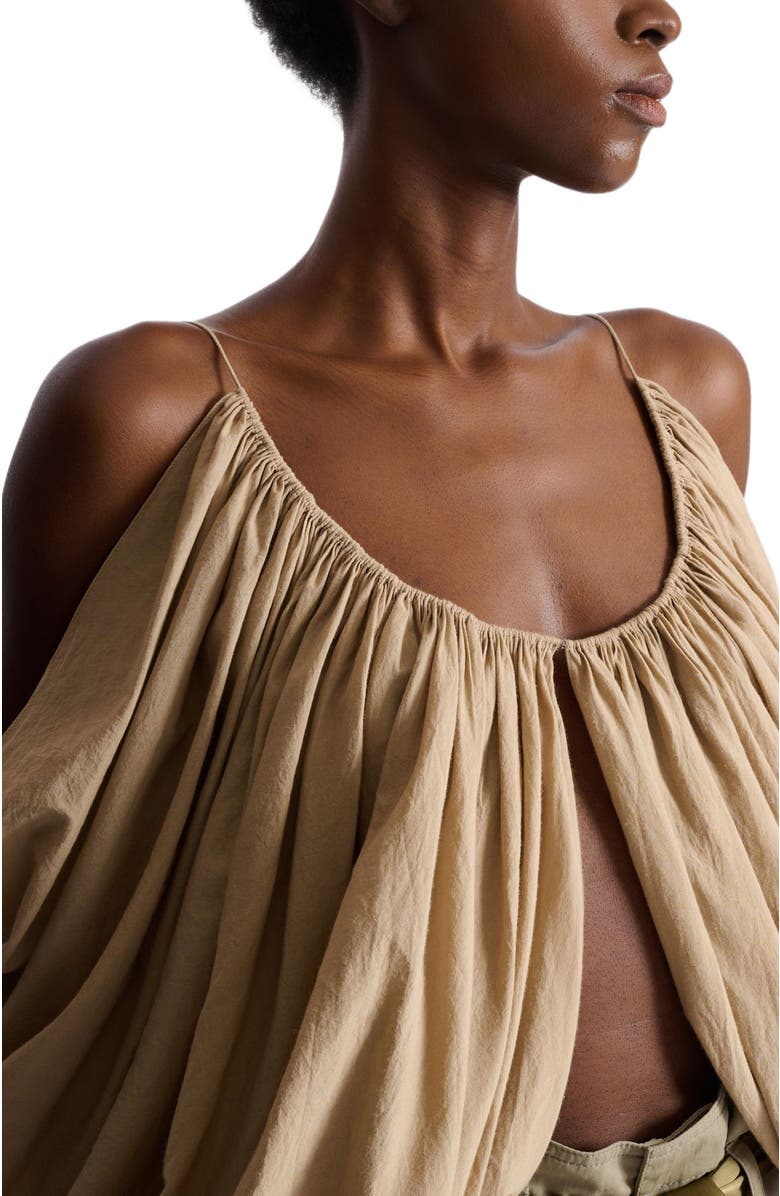 Balmain Strappy cotton blouse, Alternate, color, Beige