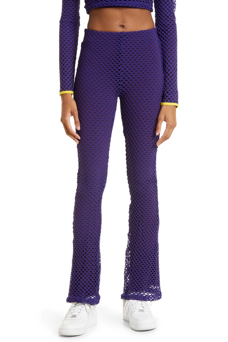 Diamond Mesh Bootcut Pants, Main, color, PURPLE