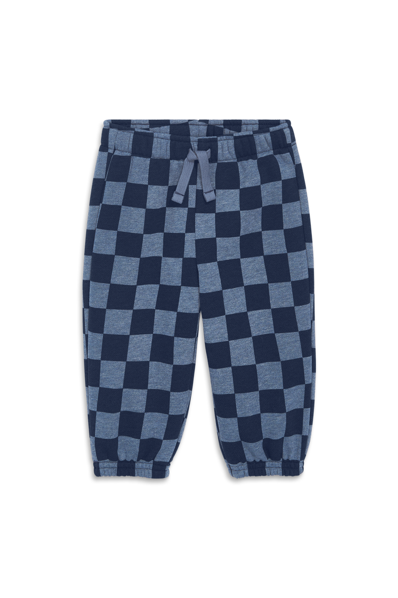 Baby Cozy Fleece Sweatpant In Checkerboard, Main, color, Heather Navy Checks