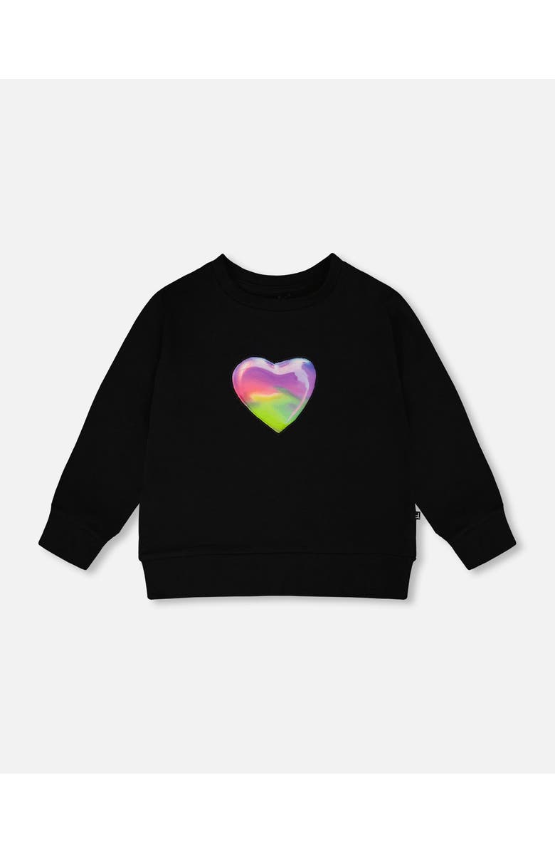 Deux par Deux Organic Cotton Jersey Rainbow Long Sleeve T-Shirt, Main, color, Black